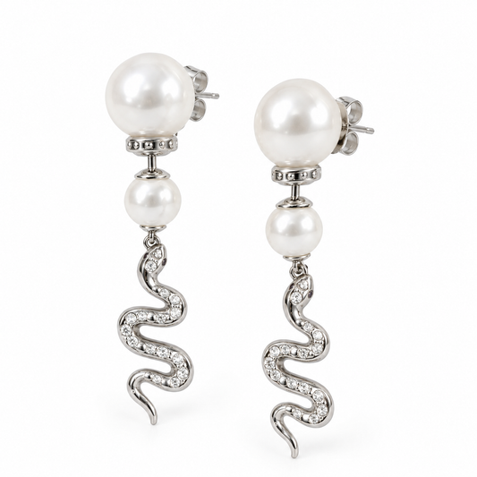 Dior Pearl Serpent Drop Earrings