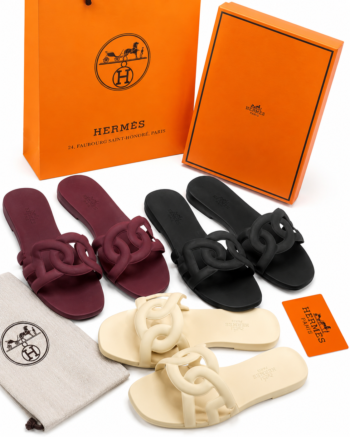 Hermès Chypre Chain Slide Sandals