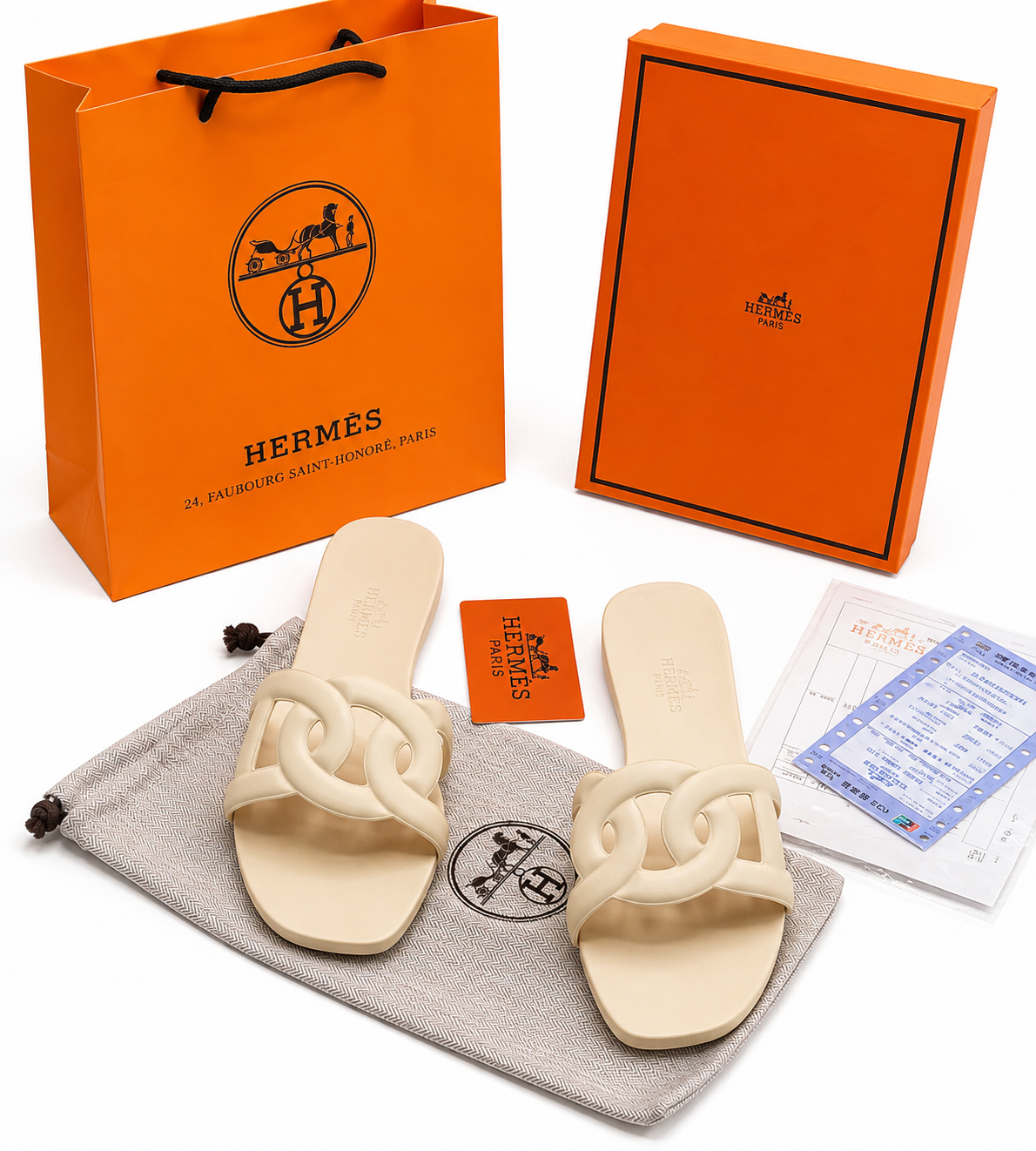 Hermès Chypre Chain Slide Sandals