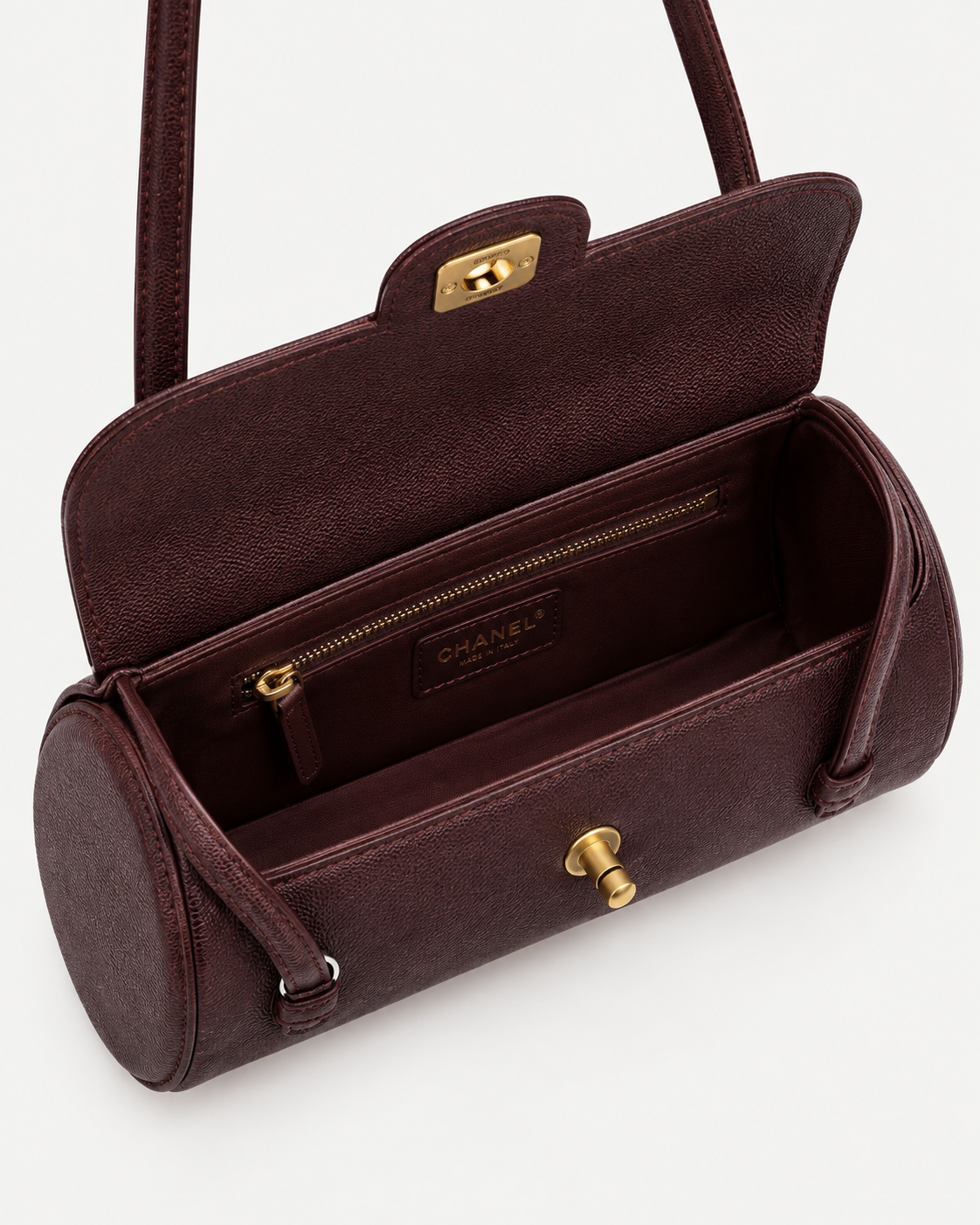 CHANEL Shiny Caviar Preppy Coco Small Bowling Bag