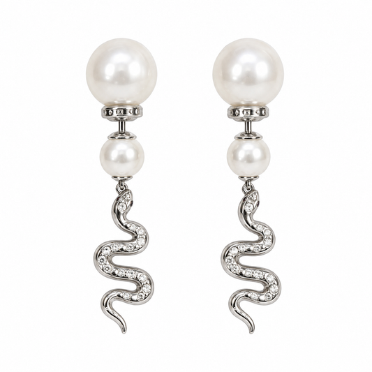 Dior Pearl Serpent Drop Earrings