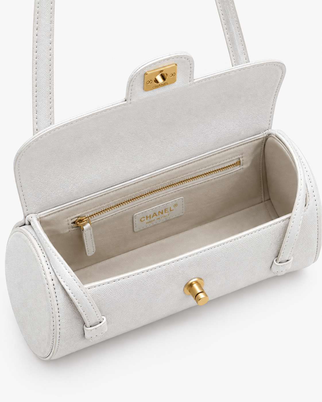 CHANEL Shiny Caviar Preppy Coco Small Bowling Bag